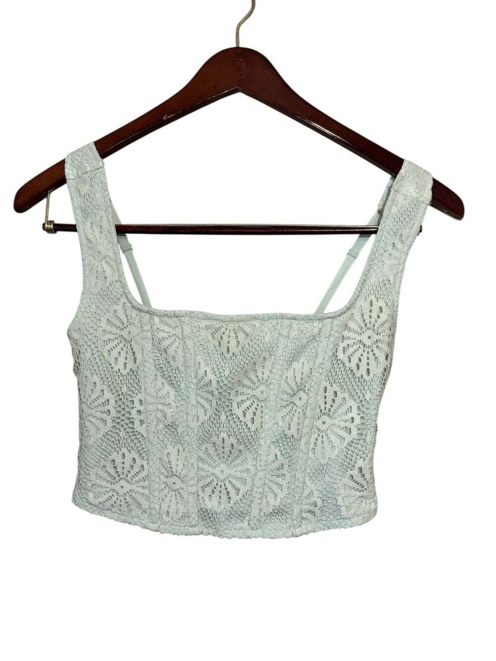 American Eagle Outfitter Smocked Crochet Cropped Corset Style Top Coquette Small